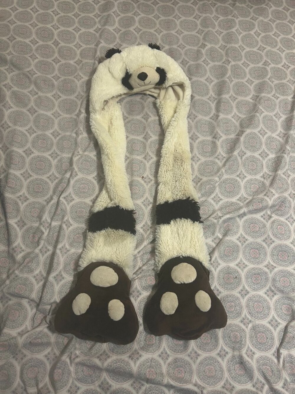Panda Hat with connected paw hands